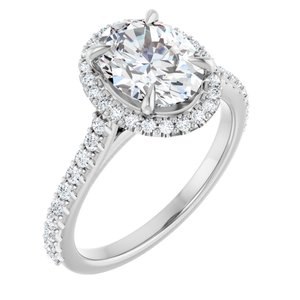 14K White 9x7 mm Oval Forever One™ Moissanite & 1/3 CTW Diamond Engagement Ring